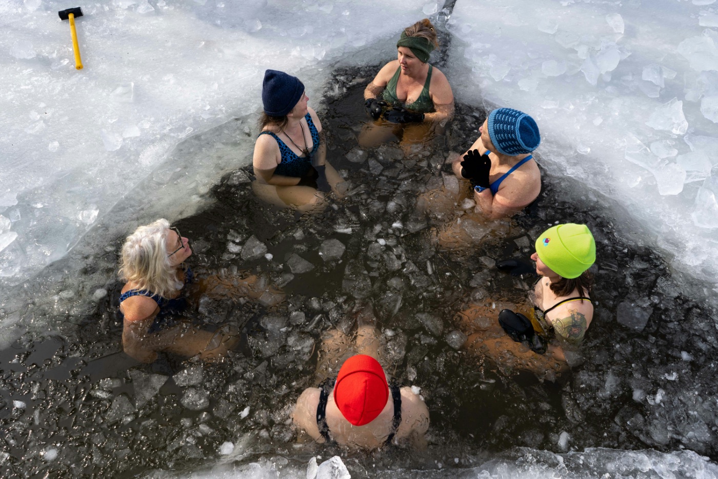 Group of women in the ice bath